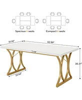 Tribesigns Modern Dining Table for 6 People, 63 L x31W x 30 H Inches Rectangle Kitchen Dinner Dinning Room&Kitchen, Living Room