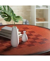 Inolait 42 Inch Wooden Round Pub Pedestal Side Table with Chessboard