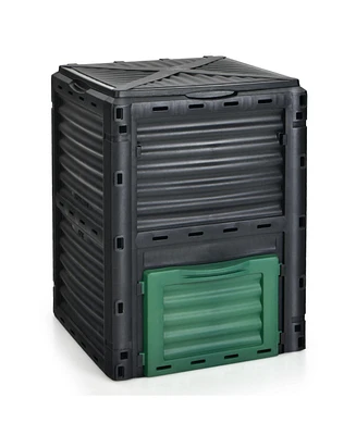 Sugift 80-Gallon Outdoor Composter with Large Openable Lid and Bottom Exit Door