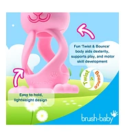 Brush-Baby Bobbie Bunny Baby Teether Toy Eucalyptus Green | Twist & Bounce Teething Toy