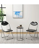 Sugift 2 Pieces Portable Folding Dining Chairs Set with Carrying Handles