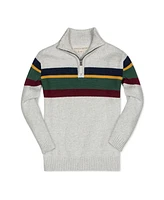 Hope & Henry Baby Boys Organic Long Sleeve Half Zip Sweater with Engineered Stripe