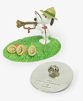 Hallmark Keepsake Christmas Ornament and Pin The Peanuts Gang Beagle Scouts 50th Anniversary Rise and Shine, Set of 2