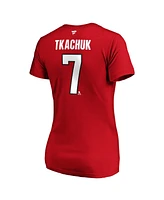 Fanatics Women's Brady Tkachuk Red Ottawa Senators Authentic Stack Name Number V-Neck T-Shirt