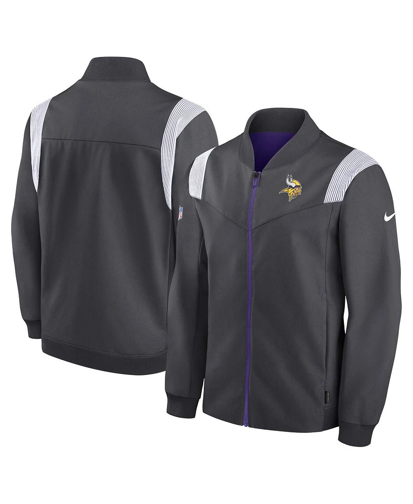 Nike Men's Anthracite Minnesota Vikings Sideline Coaches Bomber Full-Zip Jacket