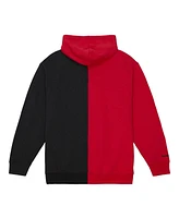 Mitchell & Ness Men's Red/Black Chicago Bulls Color Block 2.0 Fleece Full-Zip Hoodie