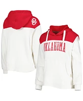 Pressbox Women's White/Crimson Oklahoma Sooners Chicago 2-Hit Yoke Pullover Hoodie