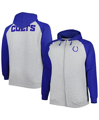 Fanatics Men's Heather Gray Indianapolis Colts Big Tall Fleece Raglan Full-Zip Hoodie Jacket