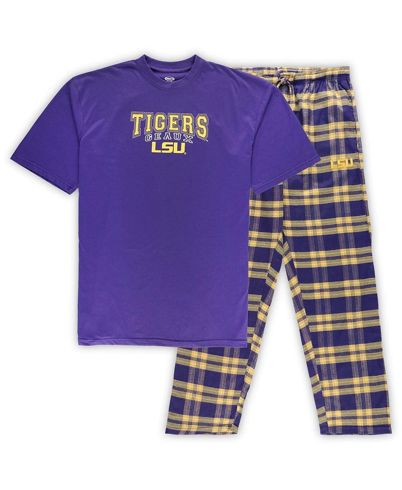 Profile Men's Purple Lsu Tigers Big Tall 2-Pack T-Shirt Flannel Pants Set