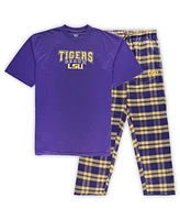 Profile Men's Purple Lsu Tigers Big Tall 2-Pack T-Shirt Flannel Pants Set