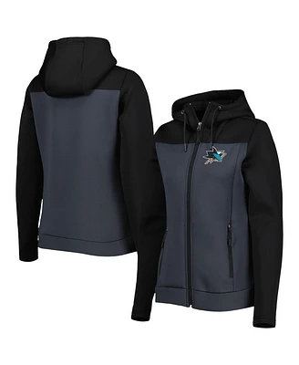 Antigua Women's Black/Gray San Jose Sharks Protect Full-Zip Jacket