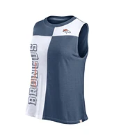 Fanatics Women's Navy/White Denver Broncos Script Color Block Tank Top