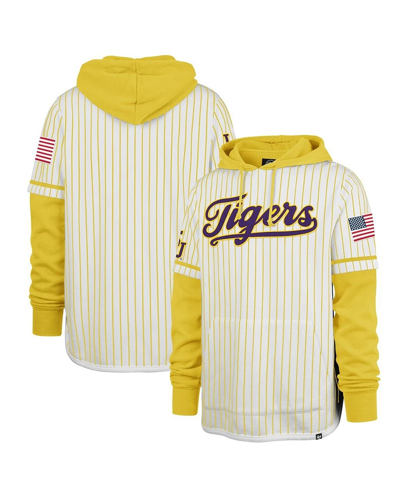 '47 Brand Men's White Lsu Tigers Double Header Shortstop Pullover Hoodie