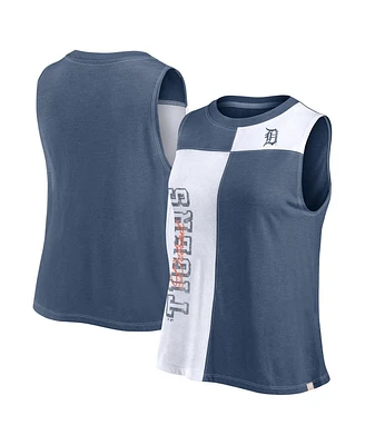 Fanatics Women's Navy/White Detroit Tigers Color-Block Tank Top