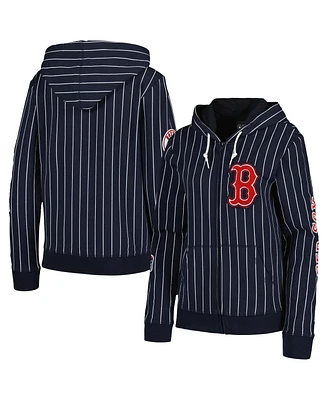 New Era Women's Navy Boston Red Sox Pinstripe Tri-Blend Full-Zip Jacket