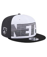 New Era Men's White/Black Brooklyn Nets Throwback Gradient Tech Font 9FIFTY Snapback Hat