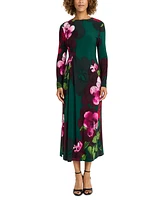 Maggy London Women's Floral-Print Gathered A-Line Dress