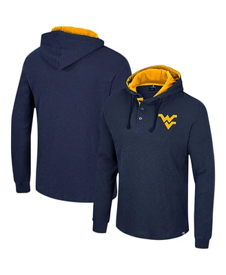 Colosseum Men's Navy West Virginia Mountaineers Affirmative Thermal Hoodie Long Sleeve T-Shirt