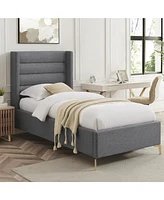 Inspired Home Kavion Linen Platform Bed Full Size