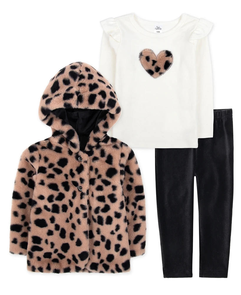 Baby Essentials Girls Animal Print Outfit, 3-Piece Set