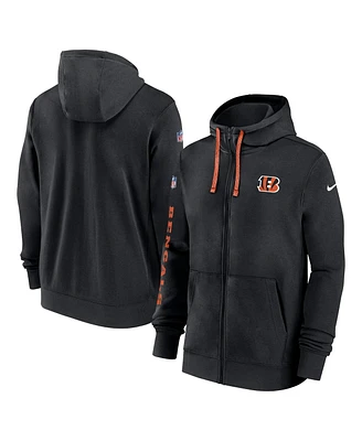 Nike Men's Black Cincinnati Bengals 2024 Sideline Club Full-Zip Hoodie