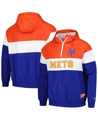 New Era Men's Orange York Mets Ripstop Raglan Quarter-Zip Hoodie Windbreaker Jacket