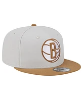 New Era Men's Cream Brooklyn Nets Color Pack 2-Tone 9FIFTY Snapback Hat