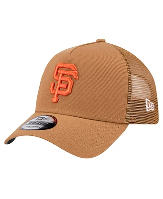 New Era Men's Brown San Francisco Giants A-Frame Trucker 9FORTY Adjustable Hat