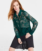 On 34th Women's Lace Button-Front Long-Sleeve Shirt, Created for Macy's