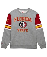 Mitchell & Ness Men's Heather Gray Florida State Seminoles Throwback Allover 4.0 Pullover Sweatshirt