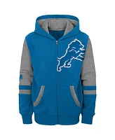 Outerstuff Little Boys and Girls Blue Detroit Lions Stadium Color Block Full-Zip Hoodie