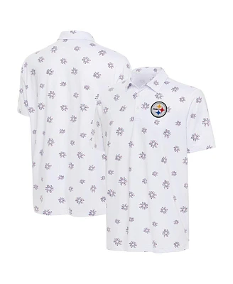 Antigua Men's White Pittsburgh Steelers Fireworks Polo