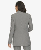 Calvin Klein Women's One-Button Houndstooth Blazer