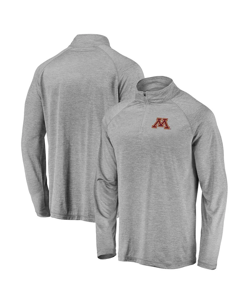 Fanatics Men's Gray Minnesota Golden Gophers Striated Raglan Lightweight Quarter-Zip Top
