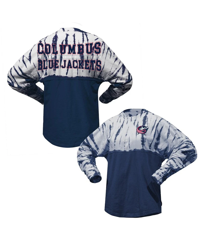 Spirit Jersey Men's and Women's Navy Columbus Blue Jackets Crystal Half Dye Long Sleeve T-Shirt