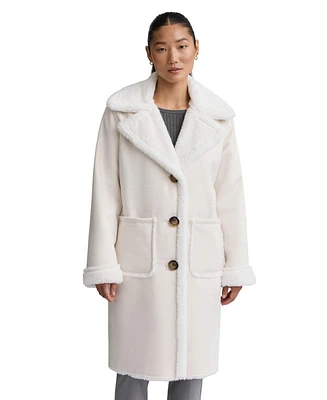 Nvlt Women's Mid Length Shearling Coat