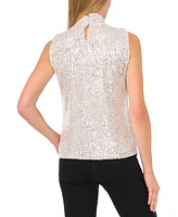 CeCe Women's Sequined Mock-Neck Top