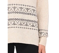 CeCe Women's Embellished Fair Isle Sweater