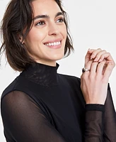 On 34th Women's Solid Mock-Neck Mesh Top, Created for Macy's