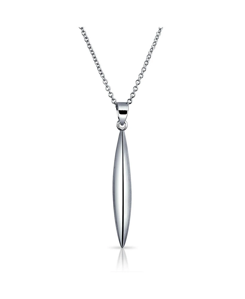 Bling Jewelry Geometric Simple Silver Vertical Torpedo Minimalist Small Pendant Rhodium Plated Sterling Necklace For Women