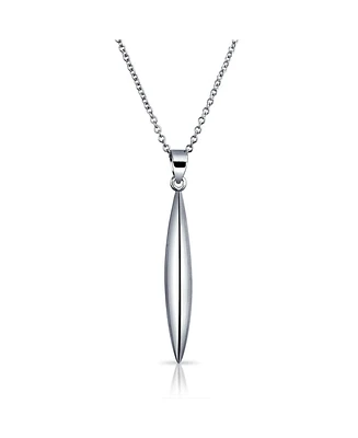 Bling Jewelry Geometric Simple Silver Vertical Torpedo Minimalist Small Pendant Rhodium Plated Sterling Necklace For Women