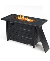 Skonyon 42 Inch 60 000 Btu Rectangular Propane Fire Pit Table with Waterproof Cover