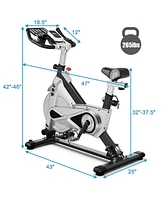 Skonyon Stationary Silent Belt Adjustable Exercise Bike with Phone Holder and Electronic Display-Black