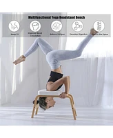 Skonyon Yoga Headstand Wood Stool with Pvc Pads-White