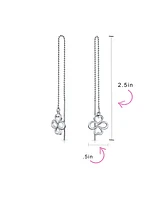 Bling Jewelry Ayllu Amulet Talisman Inspirational Intertwine Symbol Flower Infinity Clover Chain Threader Earrings For Women Sterling Silver