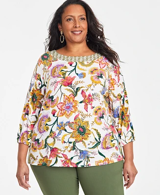 Jm Collection Plus Printed Top, Exclusively at Macy's