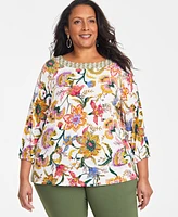 Jm Collection Plus Printed Top, Exclusively at Macy's