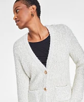 On 34th Women's Metallic Fuzzy-Knit Cardigan, Created for Macy's