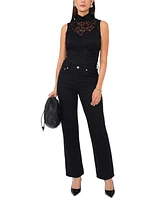 1.state Women's Sleeveless Mock-Neck Floral Lace Top