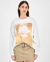 Grayson Threads, The Label Juniors' Rose Graphic Crewneck Sweatshirt